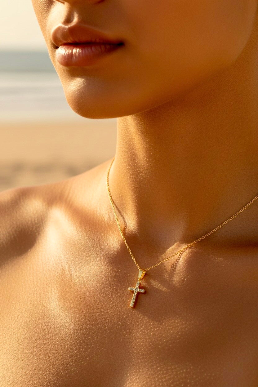 Collier croix strass