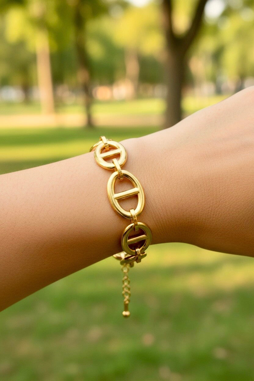 Bracelet chaîne gros maillons marins
