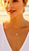 Collier lariat perle et maillon