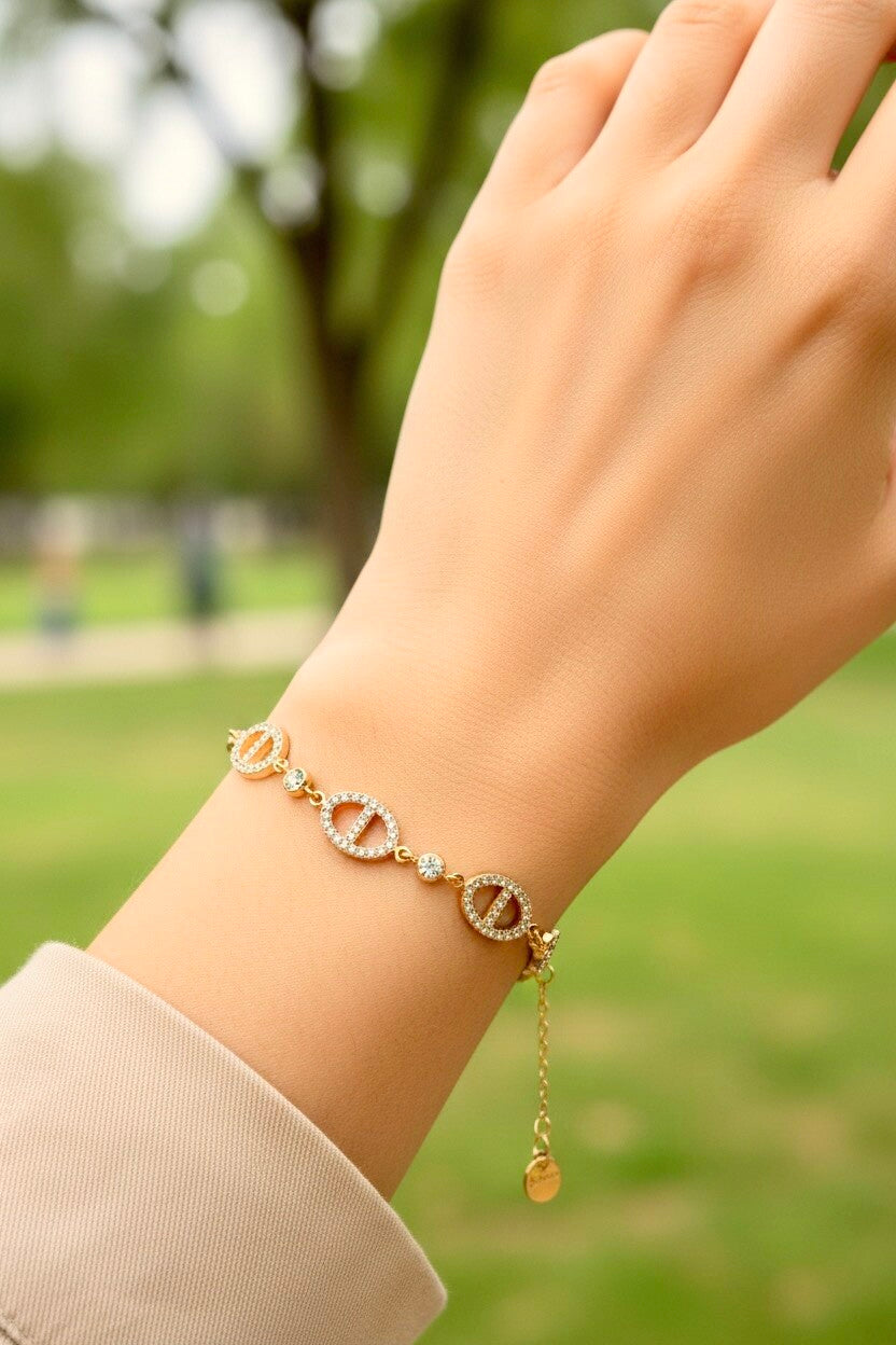 Bracelet maillons marins strass