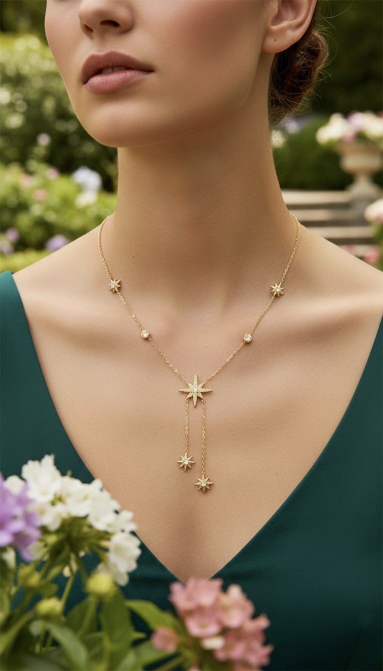 Parure collier et bracelet étoiles