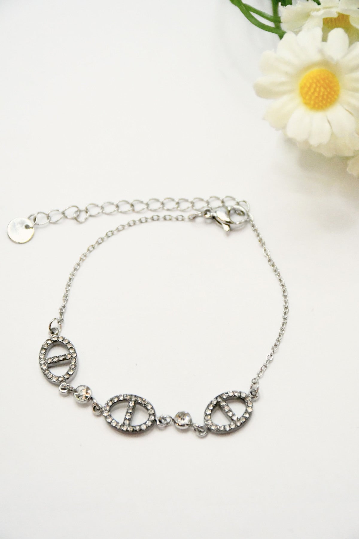 Bracelet maillons marins strass