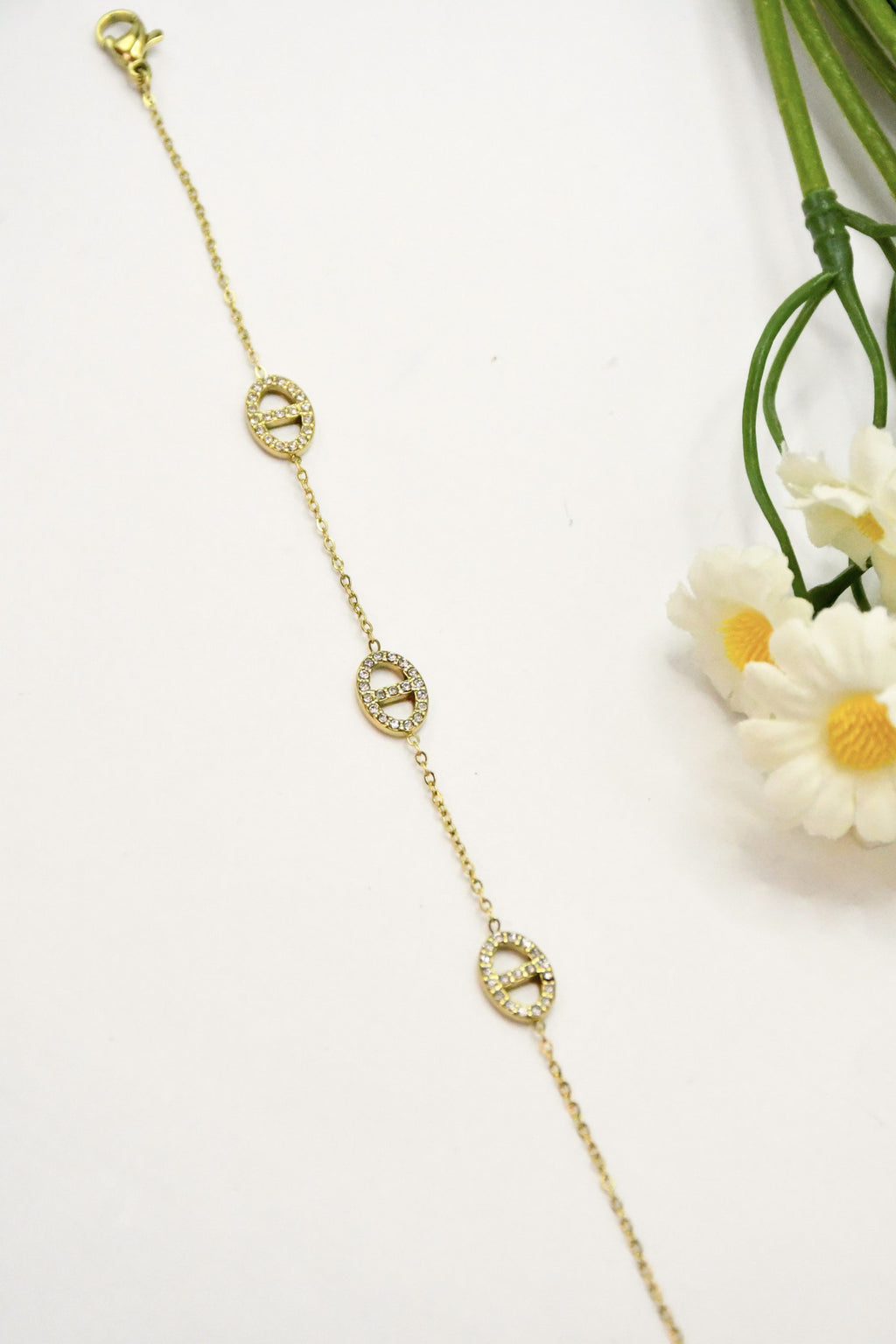 Parure lariat et bracelet maillons marins