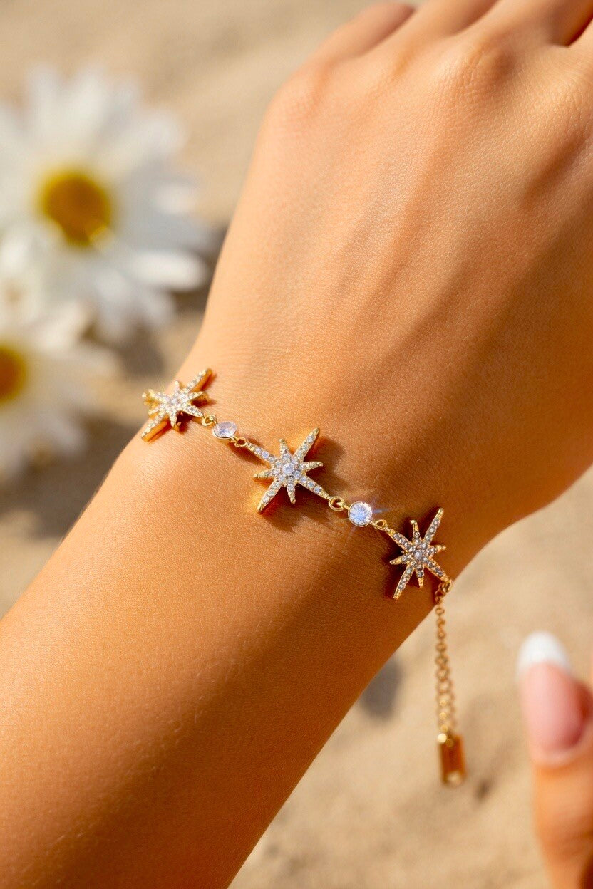 Parure collier et bracelet étoiles