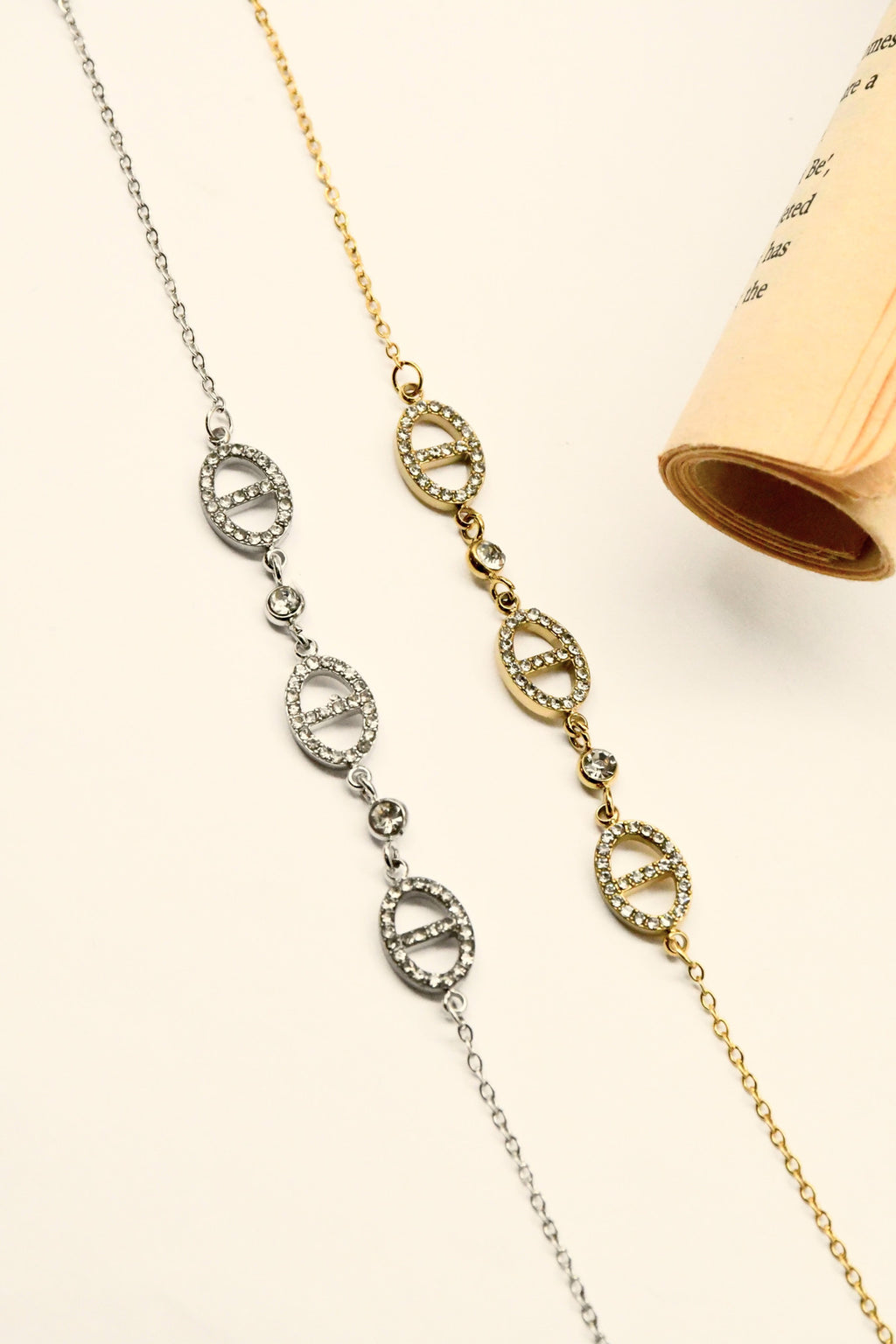 Bracelet maillons marins strass